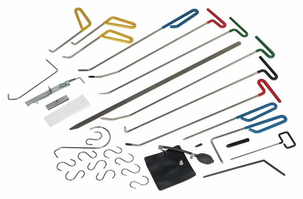 33-piece paintless dent repair kit for bodyshop and garage use