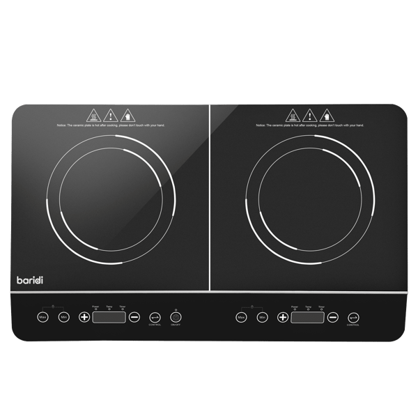 Portable Induction Hob with 2 Cooking Zones 60 x 36 x 6.5cm - Black