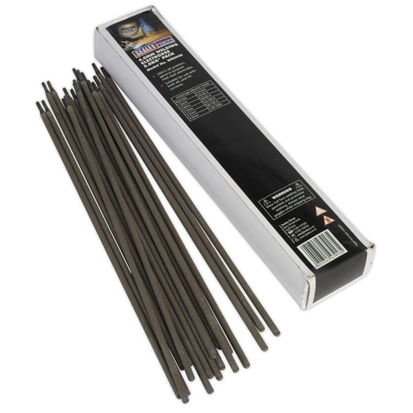 Box of welding electrodes containing multiple sticks for welding applications, suitable for various metal types.