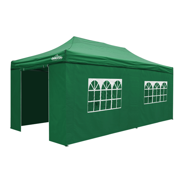Premium 3x6m Pop-Up Gazebo & Side Walls, PVC Coated, Water-Resistant Fabric with Carry Bag, Rope, Stakes & Weight Bags - Green