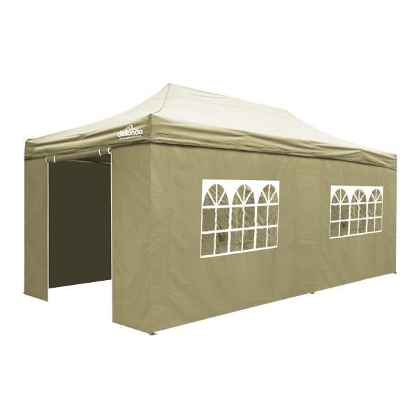 Premium 3x6m Pop-Up Gazebo & Side Walls, PVC Coated, Water-Resistant Fabric with Carry Bag, Rope, Stakes & Weight Bags - Beige