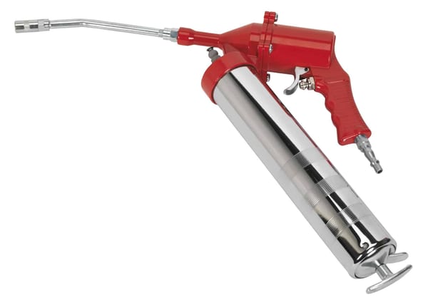 High-quality professional grease gun featuring a metal barrel and ergonomic handle, designed for efficient lubrication.