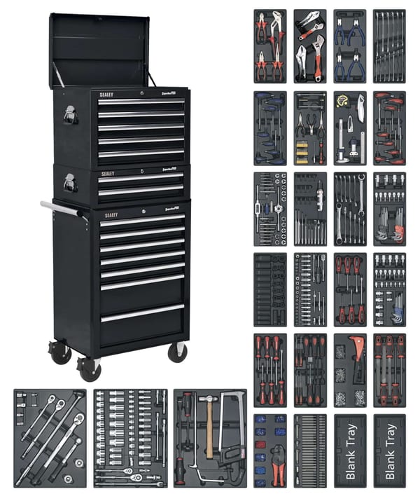 Superline PRO(R) Tool Chest Combination 14 Drawer with 1179pc Tool Kit - Black