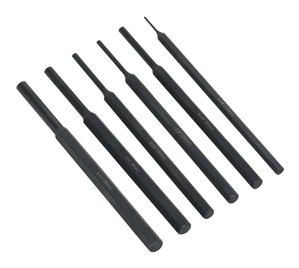 Siegen 6pc Parallel Pin Punch Set for precise tool alignment and pin removal.