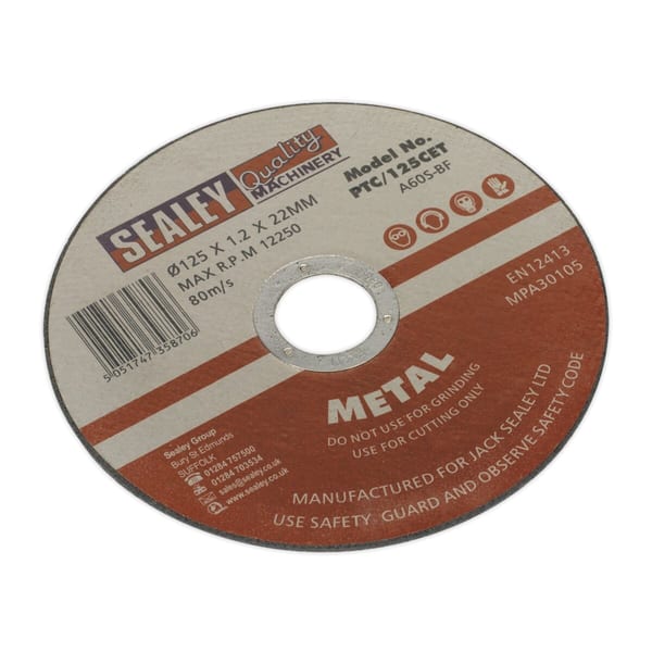 Sealey Cutting Disc Ø125 x 1mm 22mm Bore for metal cutting