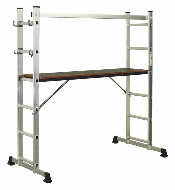 Aluminium scaffold ladder 4-way EN 131 for versatile outdoor use