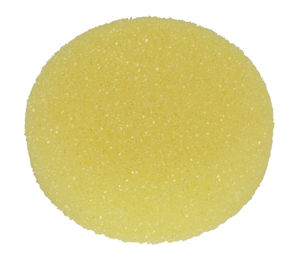 Yellow coarse buffing and polishing foam head, 80mm diameter, for power tools.