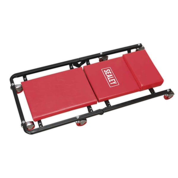 36" Deluxe American-Style Creeper with Steel Frame & 6 Wheels - Red