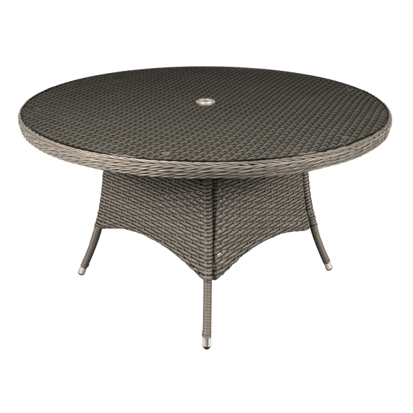 Chester Rattan Wicker Round Outdoor Dining Table with Tempered Glass Top