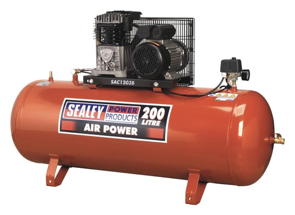 200L Belt Drive Air Compressor with Cast Cylinders & Wheels 3.5hp