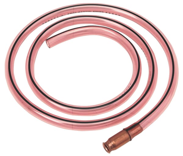 Pink jiggle syphon hose for fuel transfer and lubrication. Ideal for garage and motoring tasks.
