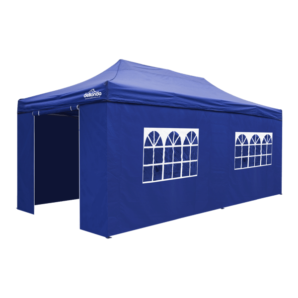 Premium 3x6m Pop-Up Gazebo & Side Walls, PVC Coated, Water-Resistant Fabric with Carry Bag, Rope, Stakes & Weight Bags - Blue Canopy - DG173