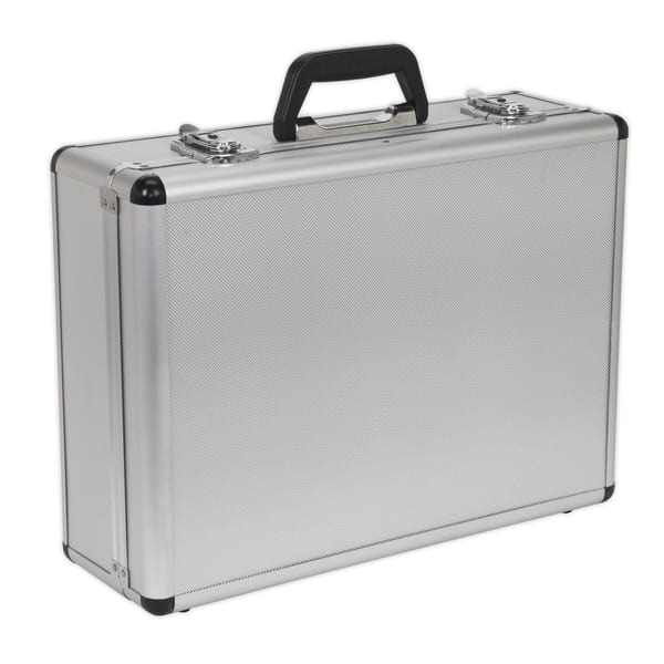 Aluminium tool case with radiused edges, ideal for storage and workshop use.