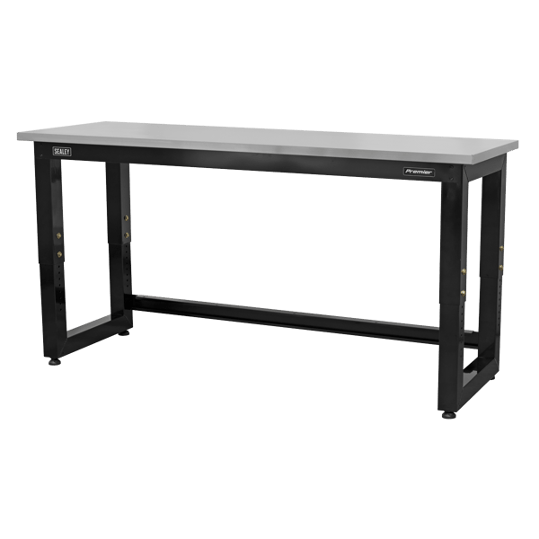 Heavy-Duty Steel Adjustable Workbench with Stainless Steel Worktop 1830mm