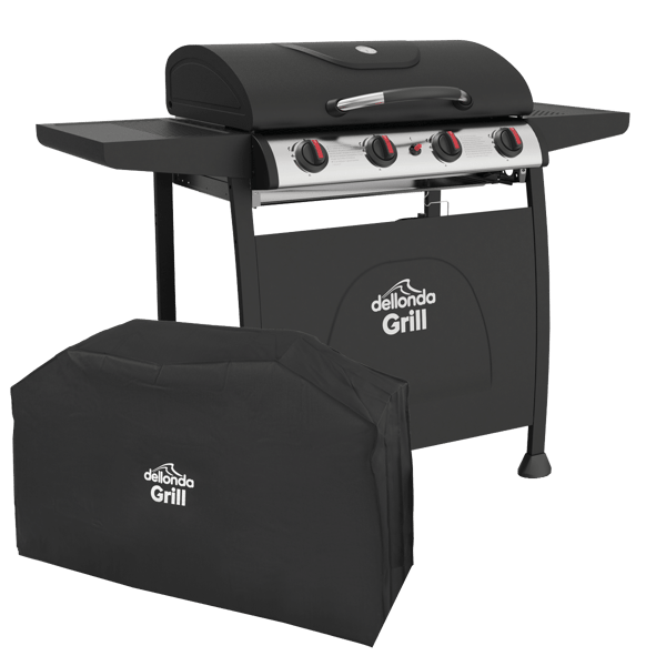 4 Burner Gas BBQ Grill with Piezo Ignition, Thermometer & Cover