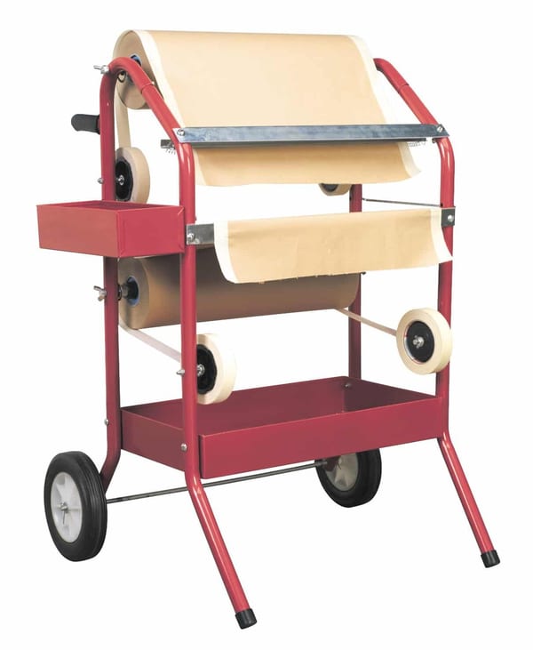 Masking paper dispenser trolley for efficient bodyshop preparation, 2 x 450mm rolls.