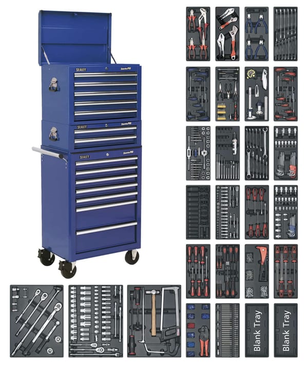 Superline PRO(R) Tool Chest Combination 14 Drawer with 1179pc Tool Kit - Blue