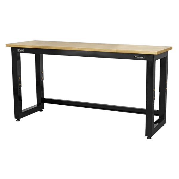 Heavy-Duty Steel Adjustable Workbench with Wooden Worktop 1830mm