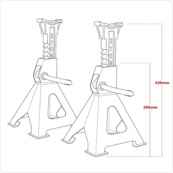 Ratchet Type Axle Stands (Pair) 3 Tonne Capacity per Stand - Hi-Vis Green