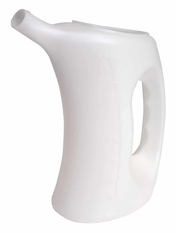 5L measuring jug with a rigid spout for precise pouring in garage and motoring applications.