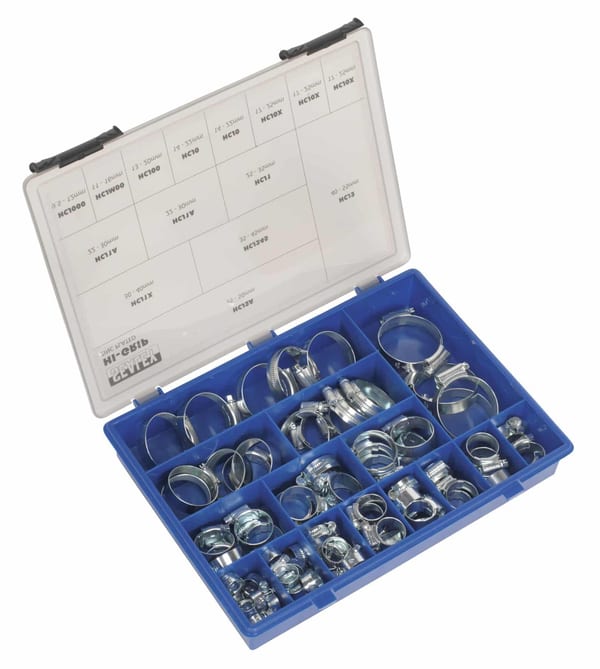 Hi-Grip Hose Clips Assortment Pack of 81 Sizes Ø12-55mm for tools and workshop