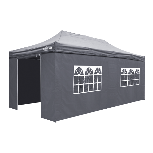 Premium 3x6m Pop-Up Gazebo & Side Walls, PVC Coated, Water-Resistant Fabric with Carry Bag, Rope, Stakes & Weight Bags - Grey