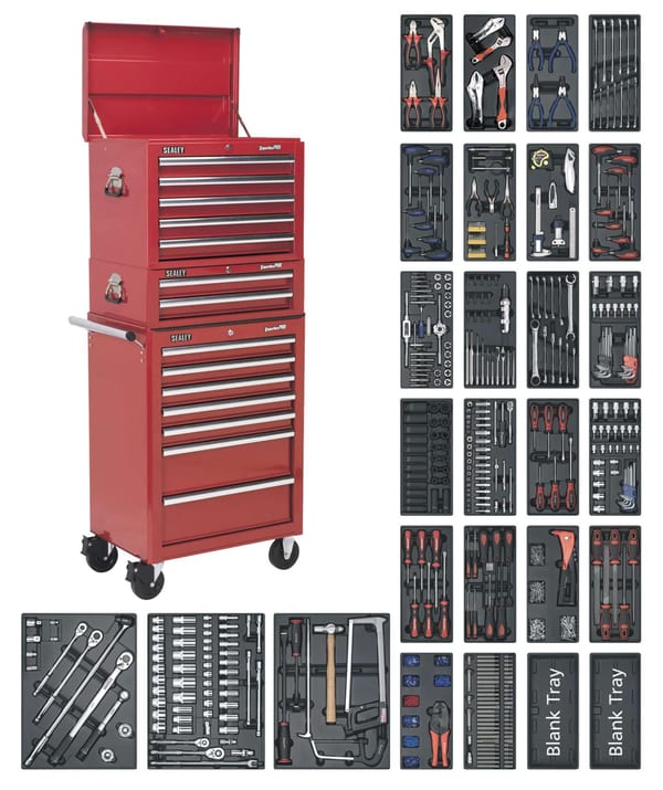 Superline PRO(R) Tool Chest Combination 14 Drawer with 1179pc Tool Kit - Red