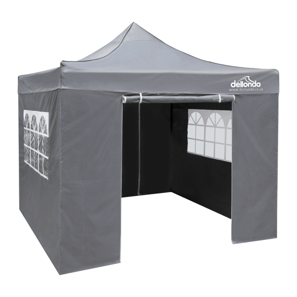 Premium 3x3m Pop-Up Gazebo & Side Walls, PVC Coated, Water-Resistant Fabric with Carry Bag, Rope, Stakes & Weight Bags - Grey