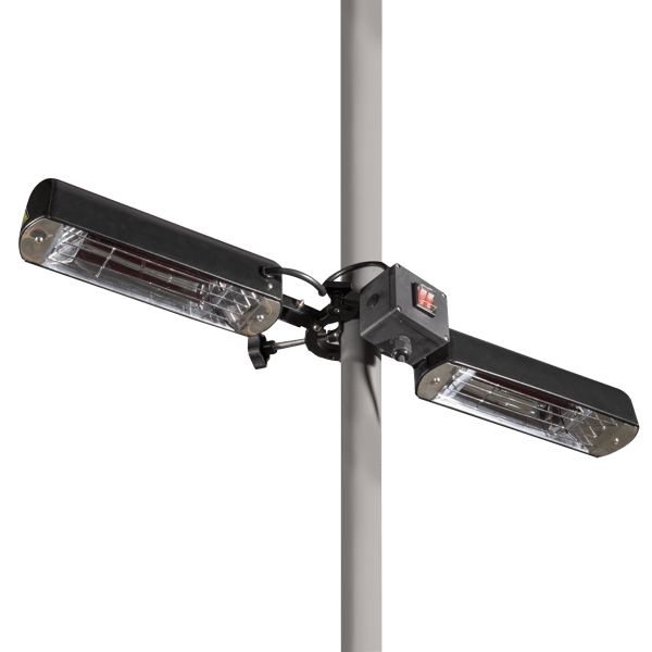 Folding Parasol/Gazebo/Patio Outdoor Infrared Heater, Two Panels, Extra Long 5M Cable, 1600W