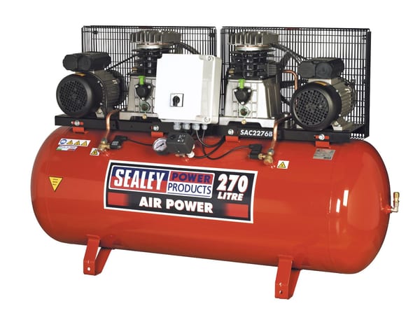 270L Belt Drive Air Compressor with Cast Cylinders 2 x 3hp