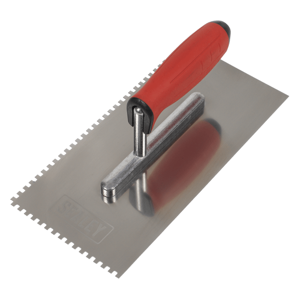 Stainless Steel 4mm Notched Trowel with Rubber Handle 270mm