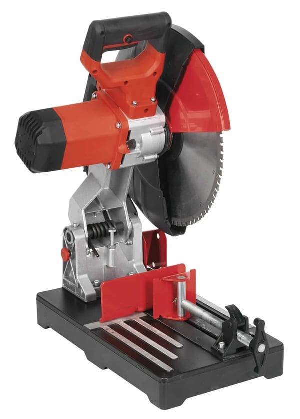 Electric mitre saw featuring a powerful motor, adjustable base, and precision cutting capabilities for woodworking projects.