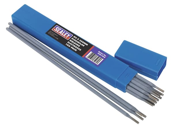 Sealey welding electrodes in a blue case, 3.2mm diameter, suitable for various welding applications, includes 10 electrodes.