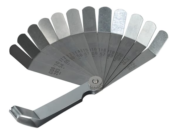 Feeler Gauge 12 Blade Offset - Dual Marked for precise measurements.