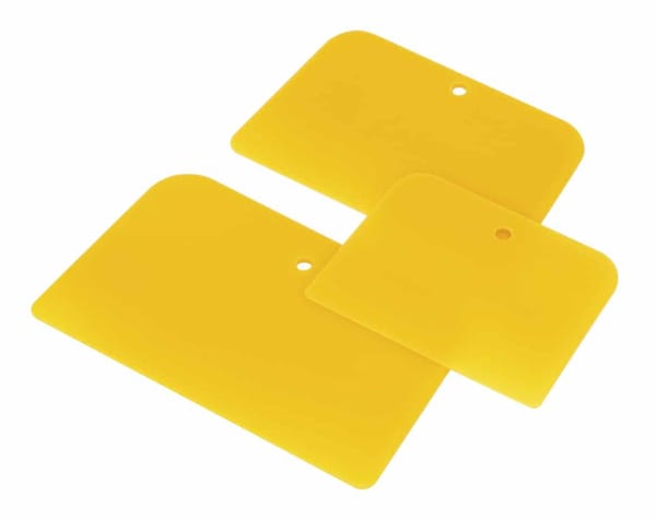 3-piece body filler applicator set in yellow for garage and motoring preparations