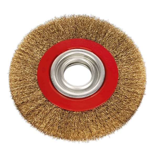 Wire wheel brush Ø150mm, 13mm bore for grinding and cleaning applications.