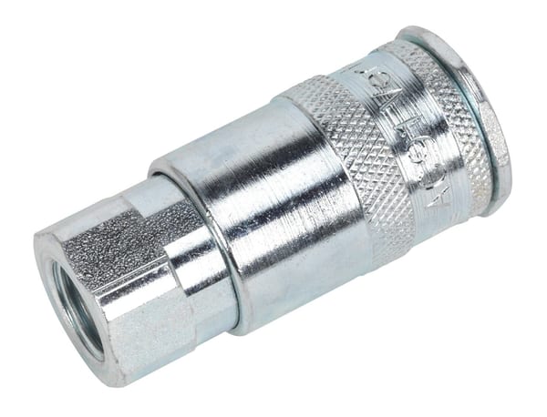 Female coupling body 1/4" BSP for compressors, pack of 50, sturdy metal design.