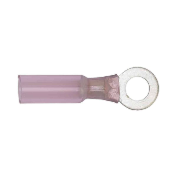 Heat shrink terminal Ø6.4mm ring in red, pack of 25 for electrical connections.