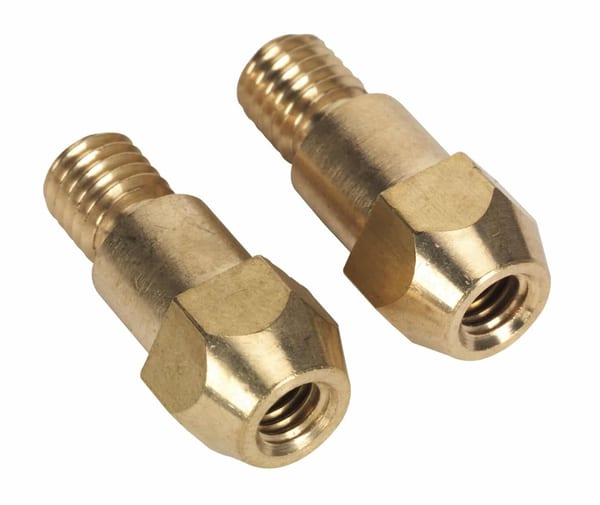 Tip Adaptor 6mm TB36 for MIG welding, pack of 2, durable brass construction.