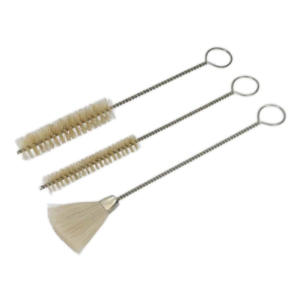 Three-piece spray gun cleaning brush set for efficient maintenance.