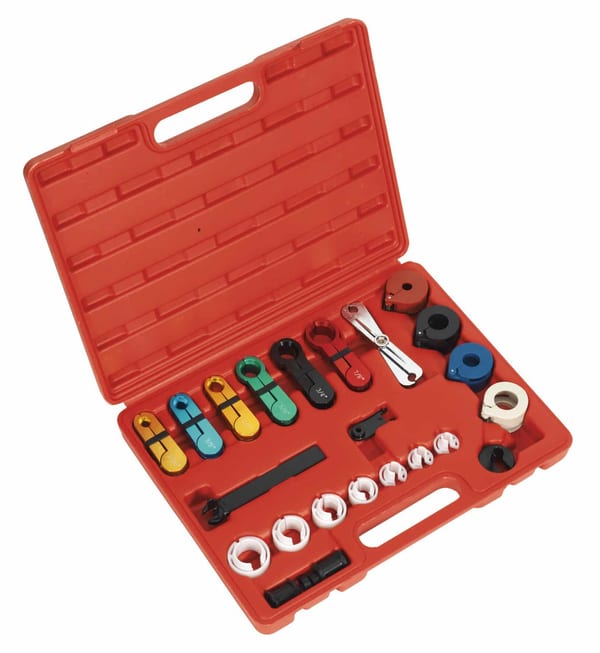 21pc Fuel & Air Conditioning Disconnection Tool Kit in red case for vehicle service and maintenance.