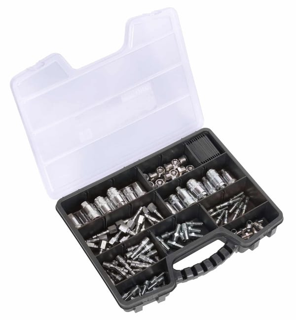 110pc Air Coupling Kit for compressors and power tools in a storage case