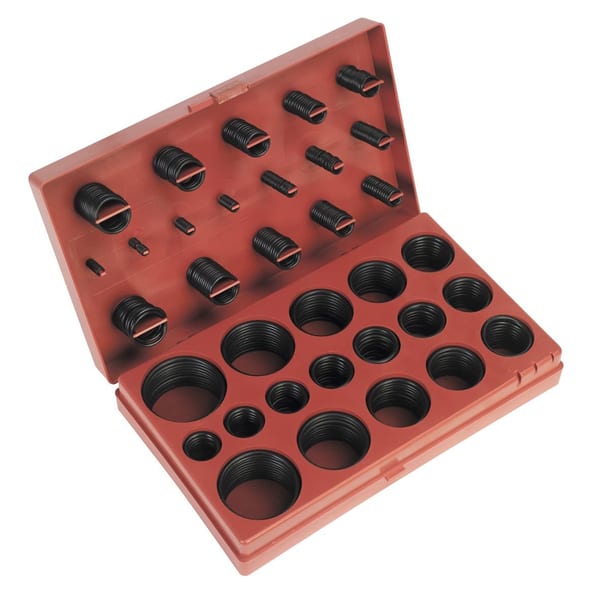 Metric rubber O-ring assortment, 419 pieces in a sturdy storage case