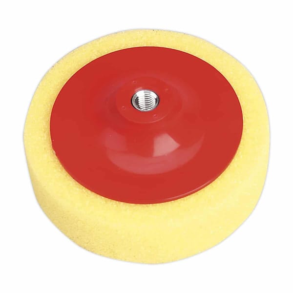 Yellow coarse buffing and polishing foam head Ø150mm with M14 x 2mm fitting