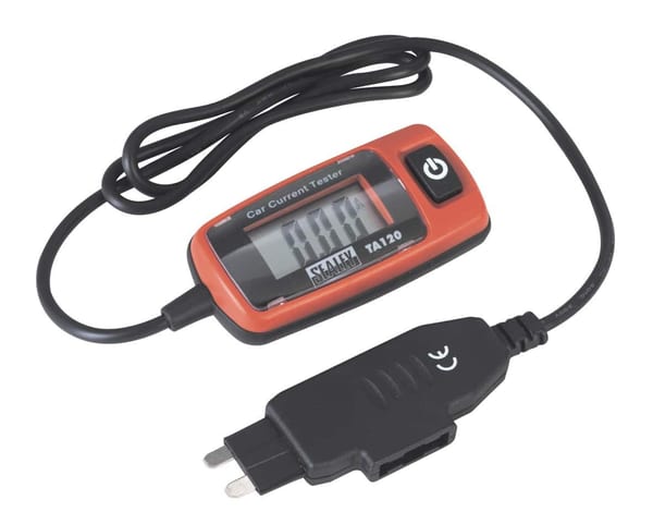 Digital car current tester TA120 with display and connector for automotive diagnostics, measuring electrical current accurately.