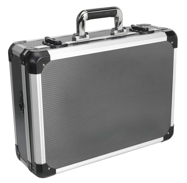 Heavy-duty aluminium tool case for secure tool storage and transport