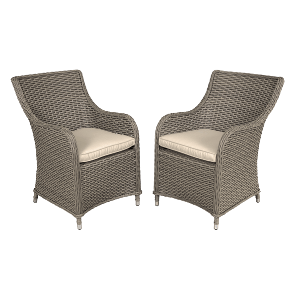 Chester Rattan Wicker Outdoor Garden Dining Chairs 2pc