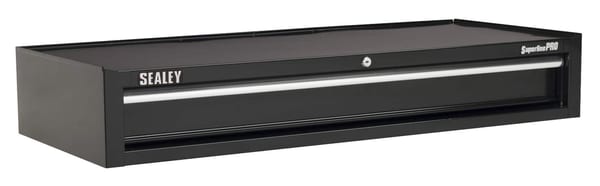 Heavy-duty black add-on chest with one drawer and ball bearing runners for tool storage.