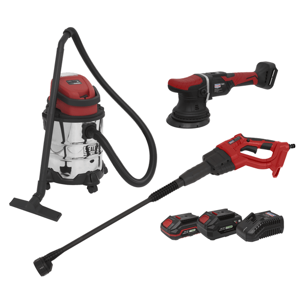 3 x SV20 Series Cordless Power Tool Car Valeting Kit 20V - 2 Batteries
