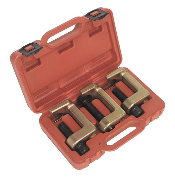 3-piece ball joint splitter set in red carrying case for vehicle service.